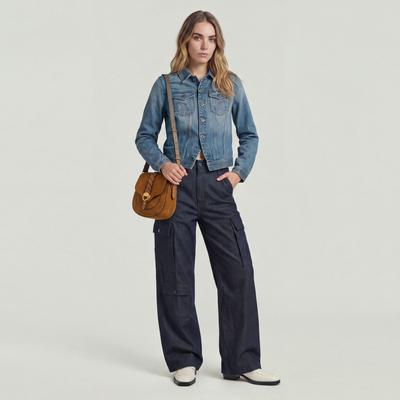 5-Pocket-Jeans G-STAR "Mega Cargohose Denim", Damen, Gr. 30, blau (raw denim), Obermaterial: 100% Baumwolle, Jeans 5-Pocket-Jeans