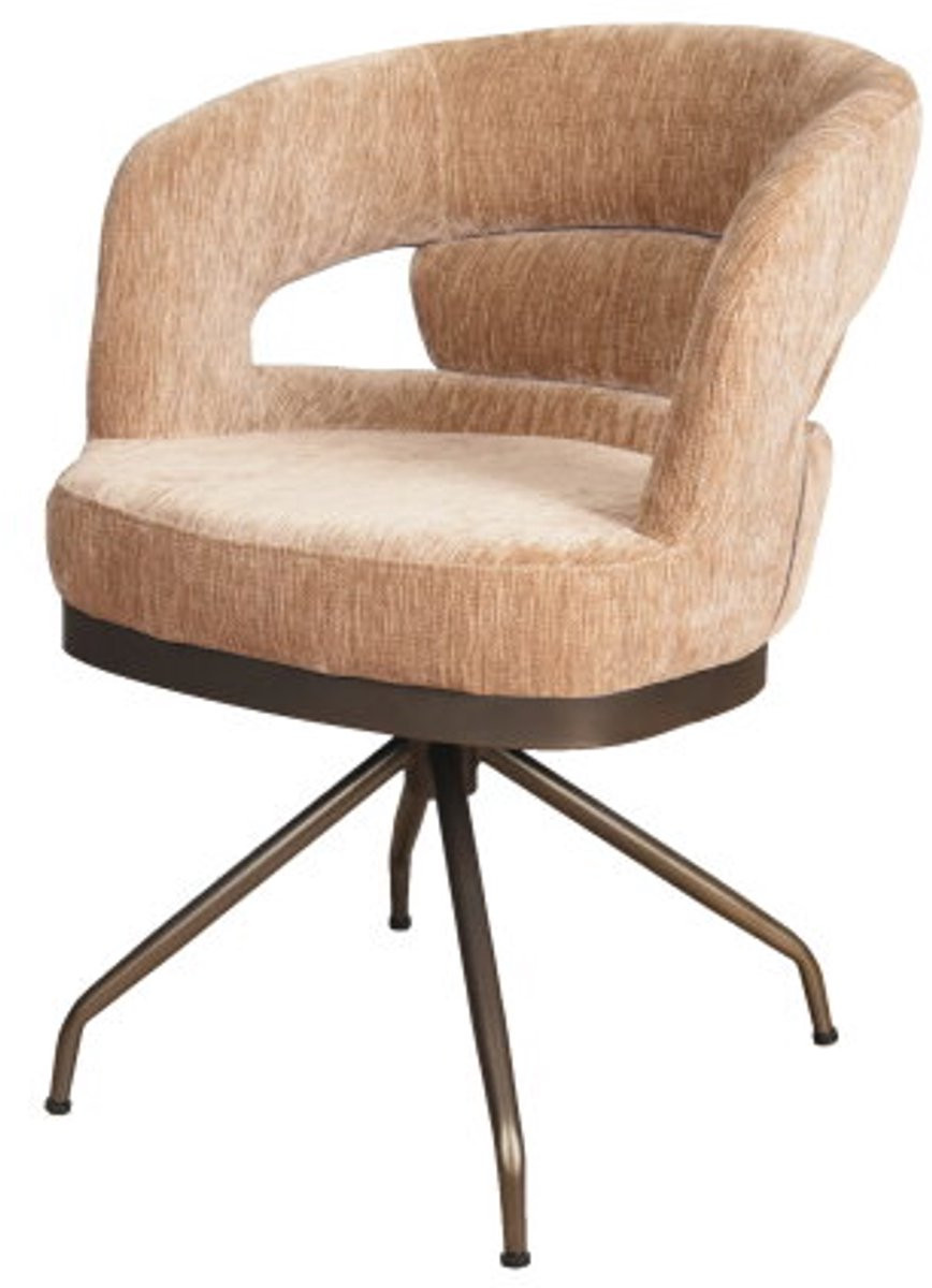 Moods Collection Eetkamerstoel Kyoto met Atlas 360 poot in Anodic Brown en Beige bekleding