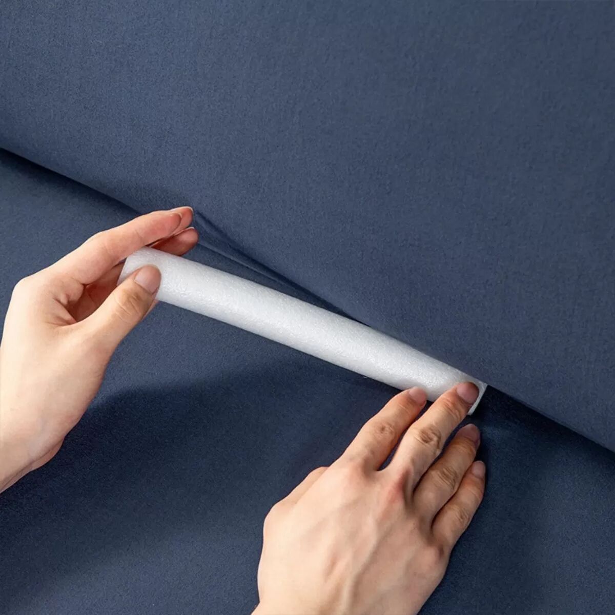 INF Einfarbiger Sofabezug Marineblau Viersitzer: Stretch, Vollschutz, Fleece Sofabezug