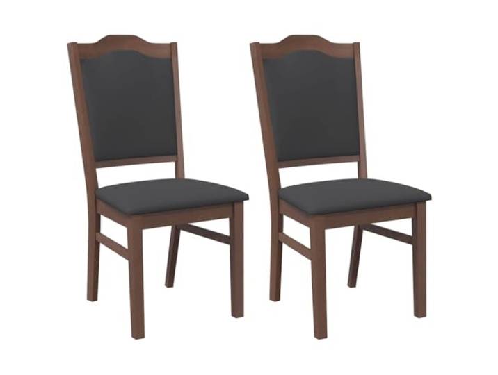 Fisinber Esszimmerstühle 2er Set mit Kissen Massivholz Braun Schwarz Ergonomische Hochlehner mit weicher Schaumstoffpolsterung für entspannte Mahlzeiten in Küche und Wohnbereich.