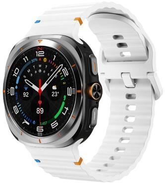 Everyday Crate Kalebol Wave Stitched Samsung Galaxy Watch Ultra Band Soft Silicone Watch Strap For Galaxy Watch Ultra white