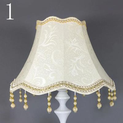 ModernMart European Pearl Tassel Lampshade Cover For Table Floor Lamp Elegant Fabric Shade 1