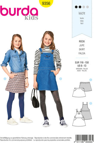 burda Schnitt 9356 "Rock/Latzrock" für Kinder