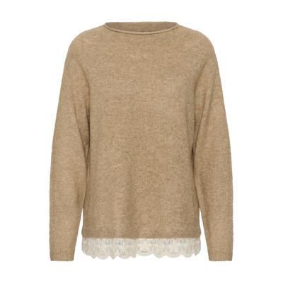Strickpullover CULTURE "Damen Strickpullover CUverdie", Damen, Gr. XS, beige (dune melange), Pullover Strickpullover