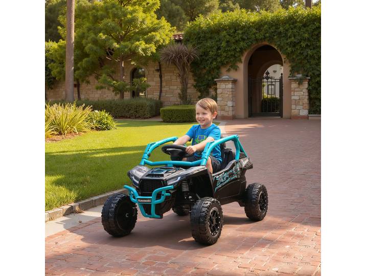 AIYAPLAY Véhicule Électrique 12V Enfants 3-8 Ans Bleu LED Télécommande