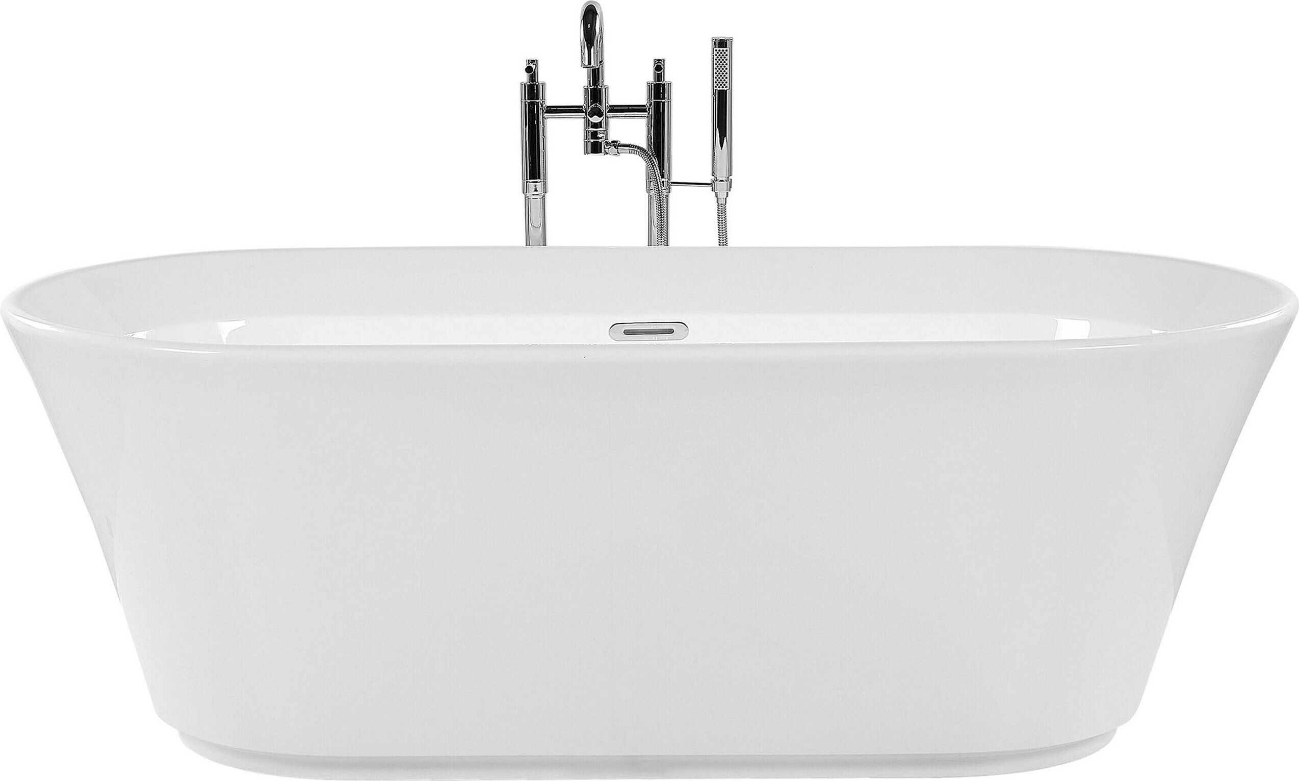 BELIANI Badewanne Weiß 170 x 80 cm Oval Acryl Freistehend Minimalistisch Modern
