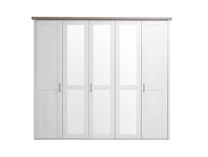 Kleiderschrank mit Spiegel - Pinie weiß - Trüffel - 241 cm Pinie - LUCA