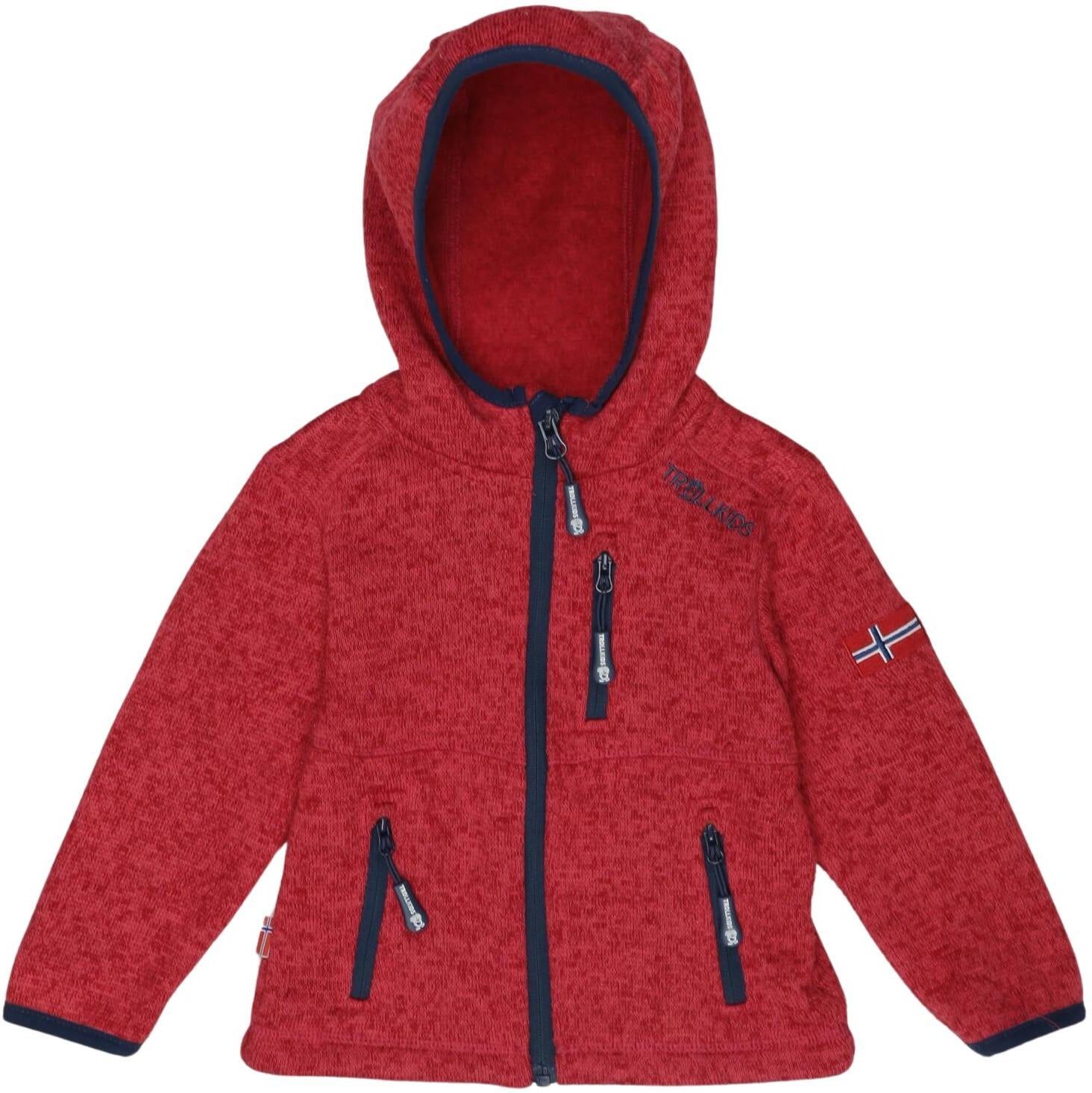 Trollkids Mädchen Strickjacke, Rot, Gr. EU 92, Synthetik - Second Hand