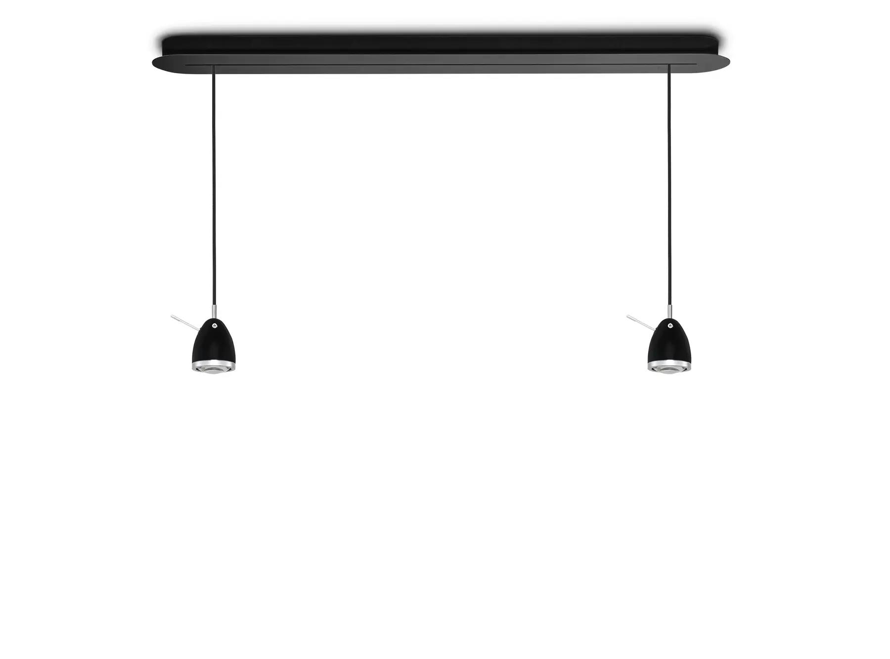 Less´n´more YLUX LED-2er-Pendelleuchte, Schiene 119 cm, Kopf Schwarz, Dali Y-2PL-1190-D-KSM 4251908544578
