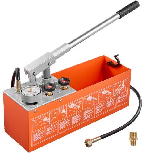 VEVOR Hydraulische druktestpomp met dubbele klep en manometer, 11,36 L, 0-50 bar, messing