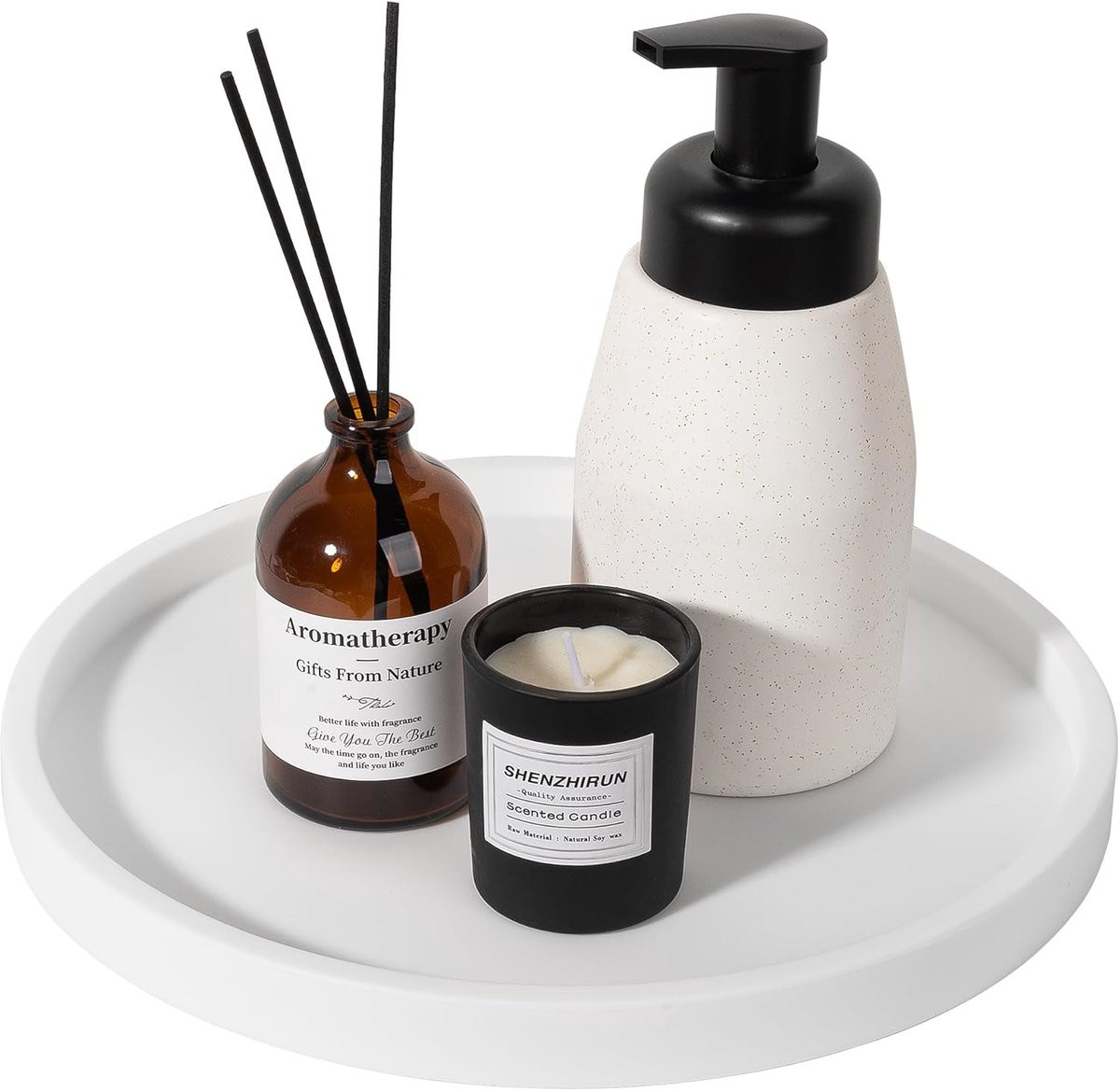 Wit Badkamer Tray Decoratieve Schaal Aanrecht Organizer Diameter: 25 cm