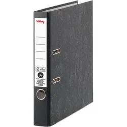 Viking Ordner Schmal DIN A4 50 mm Schwarz 2 Ringe Pappkarton Wolkenmarmor Hochformat