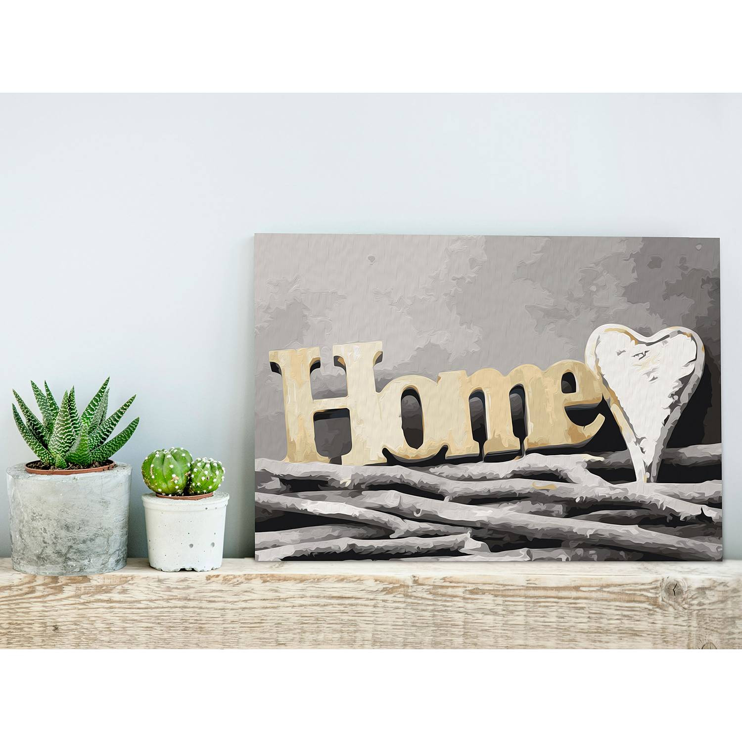 home24 Schilderen op Nummer - Retro Home linnen grijs - 40 x 50 cm
