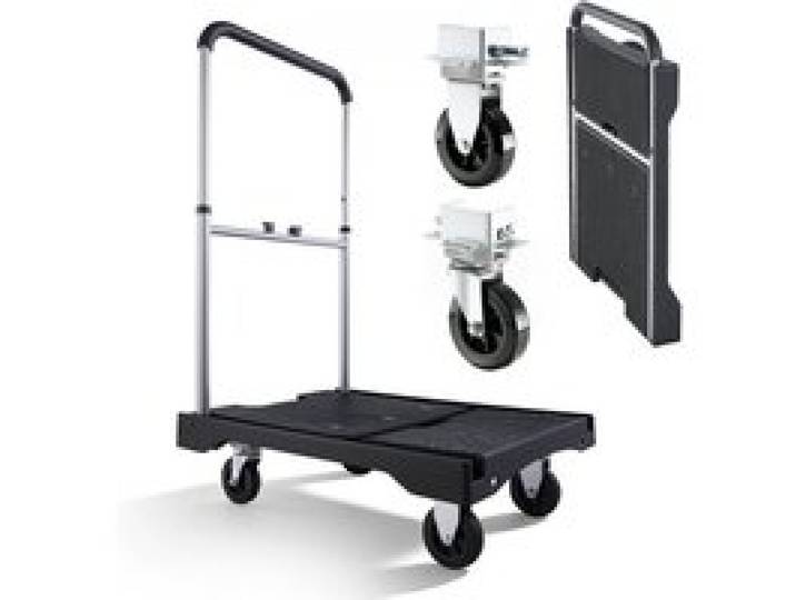 VEVOR Chariot à Plateforme Pliable Charge 149,69 kg Chariot à Plateau Pliable 68x49,5 cm pour Manutention et Déplacer Objets Volumineux et Lourds, avec Roues Pivotantes, Poignée à Hauteur Réglable