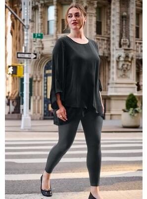 Plus Size Women's Ponte Legging by Avenue in Dark Charcoal (Size 20)