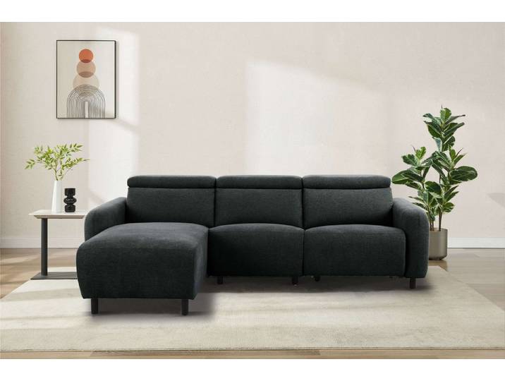 OTTO home Ecksofa SKAANE Struktur, L-Form, 274 cm, manuelle/elektrische Relaxfunktion, rundes Design, Kopfteilverstellung, Federkernpolsterung