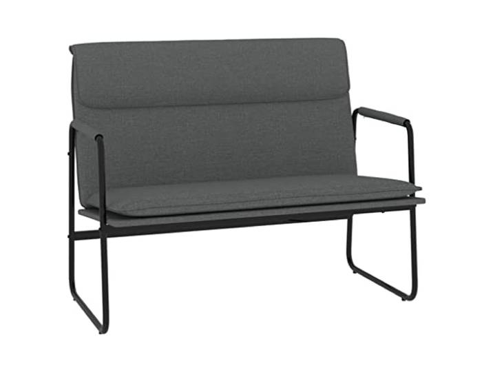 HKTMGDNG Sitzbank Dunkelgrau 100x64x80 cm Stoff Polsterbank Bequeme Polsterbank in Dunkelgrau fuer Wohnzimmer und Flur mit stabilen Metallbeinen in O-Form und tiefem Sitz.