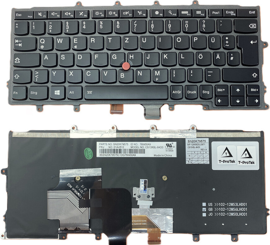T-ProTek Toetsenbord met verlichting Duits - Compatibel met 01AV512