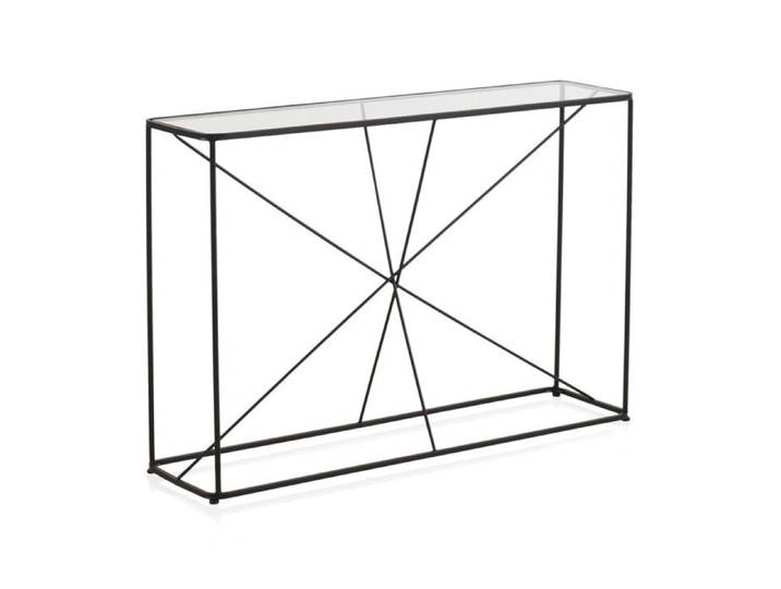 Table console en métal noir avec plateau en verre - REF. 10943
