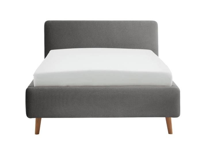 Bett Senja anthrazit/alu Stoff 120 x 200 cm - Bett