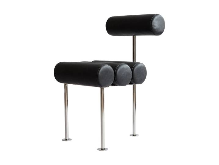 101 Copenhagen Hiro Dining Chair Stuhl Stainless steel-aniline leather black