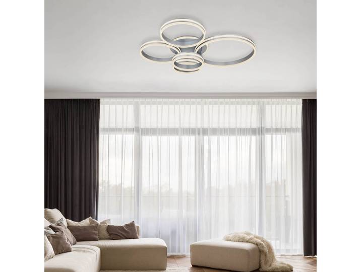Globo LED Deckenlampe Rubio, dimmbar, alu / grau / zink, für Wohn- / Esszimmer, Metall, Modern, LED Deckenleuchte