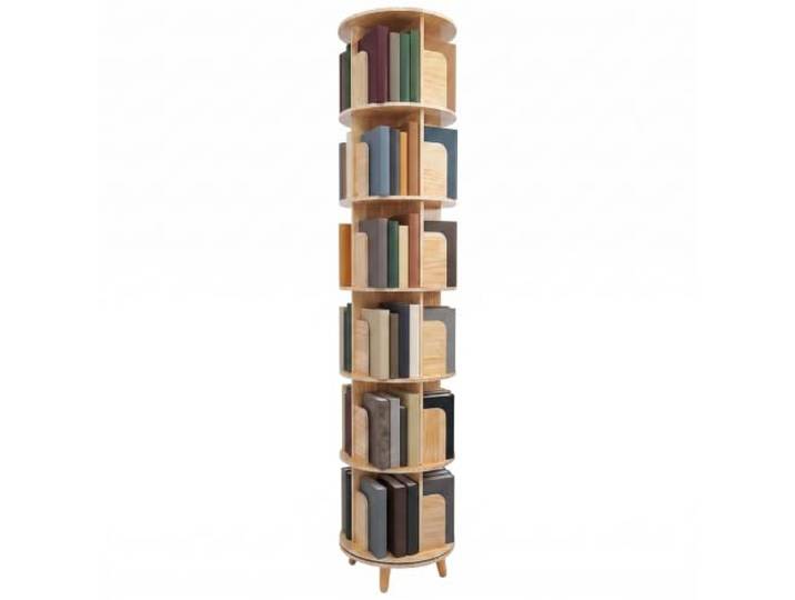 Drehbares Bücherregal 360 Grad 6 Ebenen Standregal Massivholz Kiefernholz Bücherschrank Rotierendes, 46cm, 31cm Höhe, 12mm, 50kg, Naturholz, Wohnzimmer, Schlafzimmer, Kinderzimmer, Büro