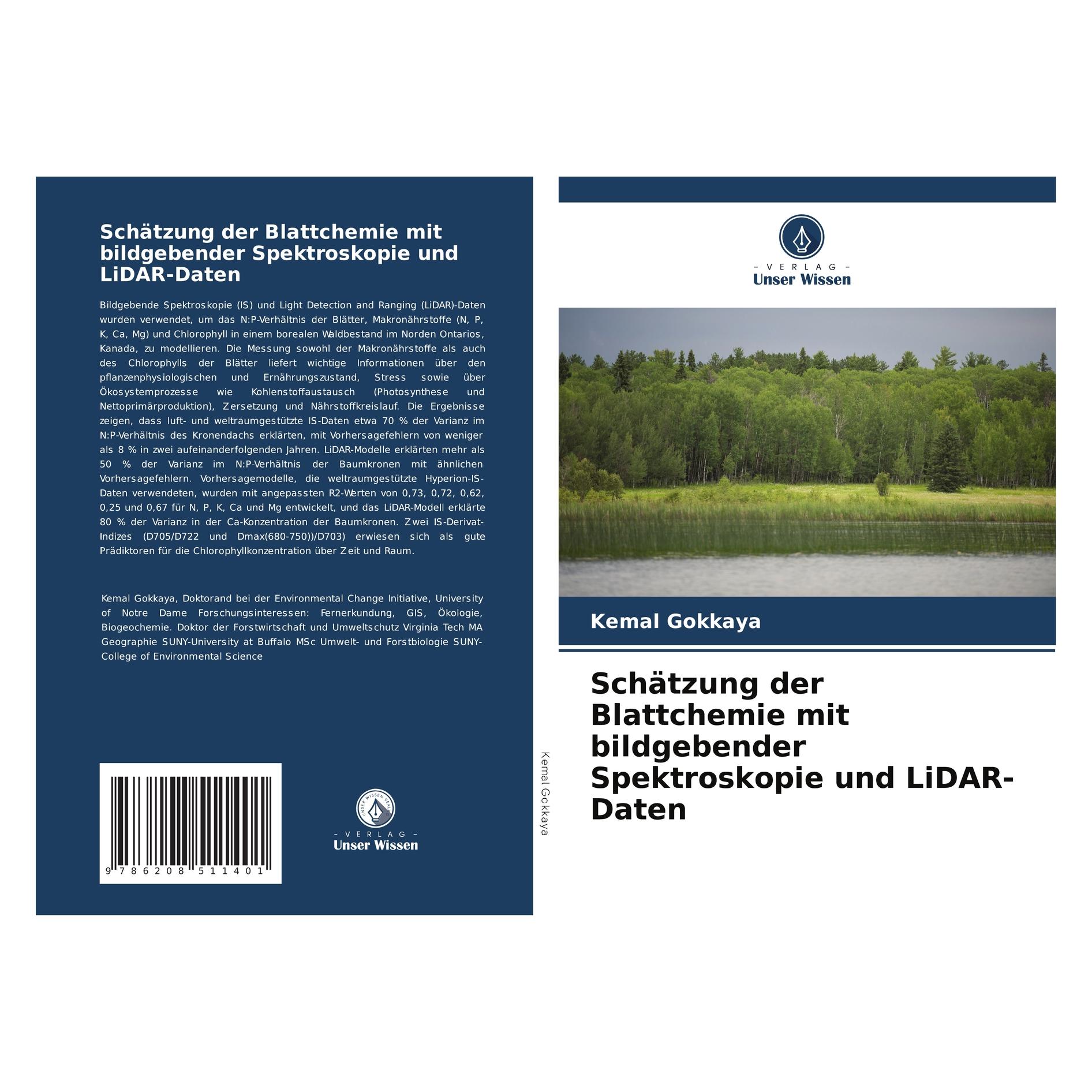 Bod Schätzung der Blattchemie mit bildgebender Spektroskopie und LiDAR-Daten (Deutsch, Softcover, Kemal Gökkaya) (57186130)
