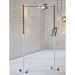 Jan Kurtz Möbel Garderobenwagen Boston weiß/verchromt, Designer Jan Kurtz, 101x108-184x41 cm