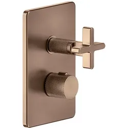 Gessi Inciso Dusche Fertigmontageset, für UP-Thermostat, Ausgang separat anzusteuern, UPK 09269, 58236708, Farbe: Kupfer gebürstet PVD