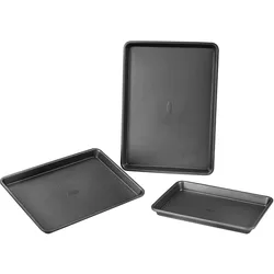 VEVOR Backformen-Set 3-tlg. antihaftbeschichtete Kochgeschirrplatten und -bleche aus Karbonstahl, Backgeschirr-Kochsets für den Küchenofen, für Keksen Kuchen Muffins Brot Schwarz