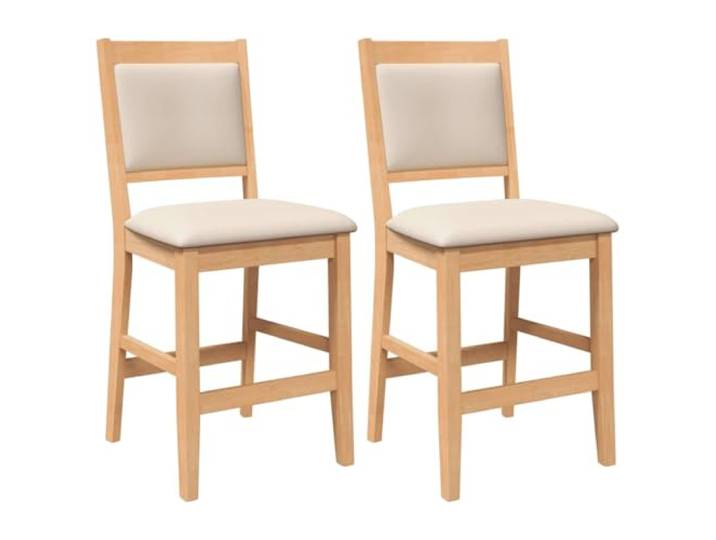 HGPOTUY Barhocker mit Kissen 2 STK. Natur Massivholz Gummibaum Zeitloses ergonomisches Design, dichte Maserung, stoßfest, langlebig, Esszimmer, Wohnzimmer