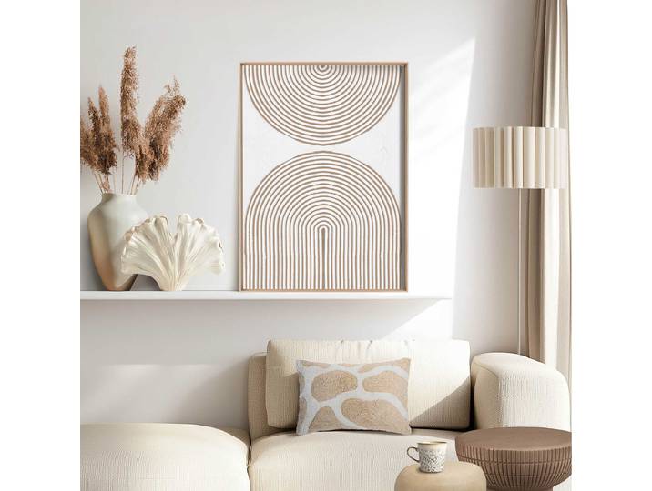 Holzbild Reliefbögen Typ C MDF - Mitteldichte Holfaserplatte Beige/Beige/Weiß 30 x 40cm