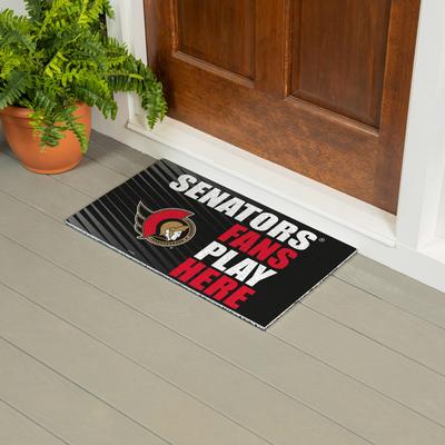 Evergreen "28 in. x 16 in. Ottawa Senators ""Fans Play Here"" PVC Door Mat"
