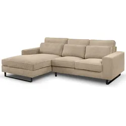 SOFA beige Cord 276 cm, Ecksofa 4-Sitzer, L-Sofa Ottomane links