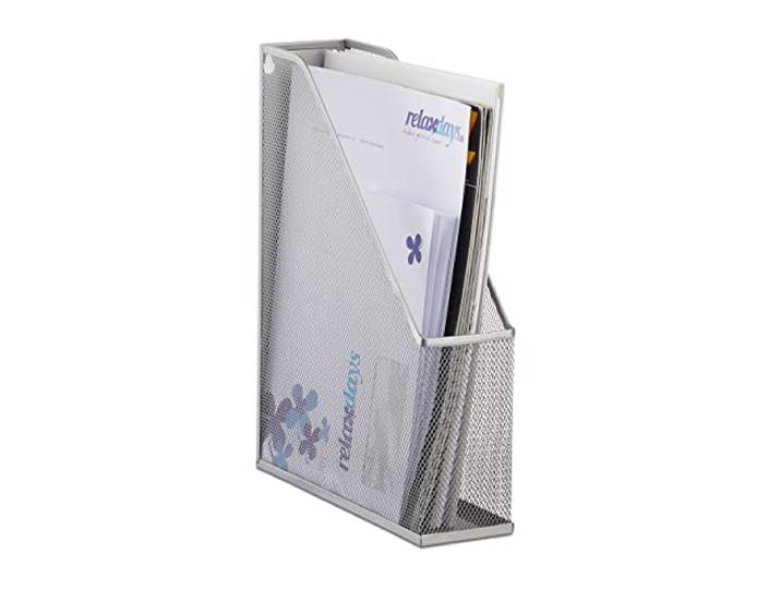 Relaxdays Porte-Magazines Maille Porte-journaux revues Porte-Documents métal A4 à C4 Fixation Murale\, argenté