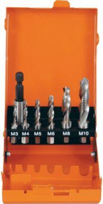 Projahn Kombigewindebohrer Bit-Set, HSS-G, 7-teilig, M3-M10, zylindrischer Schaft, inkl. Bit-Halter