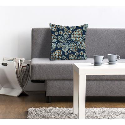 Dekokissen QUEENCE "Charlotte", grün (marineblau, kupferfarben, bedruckt), B:40cm L:40cm, Polyester, Dekokissen_Sitzkissen_Kissenhüllen, Kissenhülle,Pinienzapfen,Naturmotiv,Weihnachten,Herbstlich,Winterlich