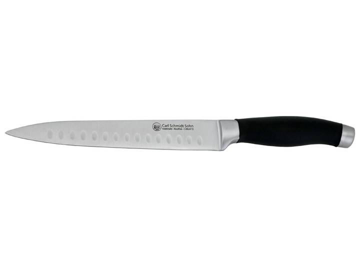 Fleischmesser CARL SCHMIDT SOHN SHIKOKU, 20 cm, Edelstahl rostfrei , silber (schwarz), Klingenlänge 20cm, Edelstahl, Kunststoff, Kochmesser, Fleischmesser, mit Kullenschliff