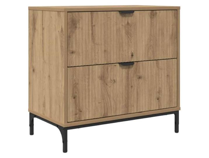 Coespram Nachttisch Artisan-Eiche 63,5 x 36 x 61 cm Kommode mit Schublade Schicke matte Oberfläche im Schlafzimmer mit robusten schwarzen Stahlbeinen für Bücher und persönliche Dinge.