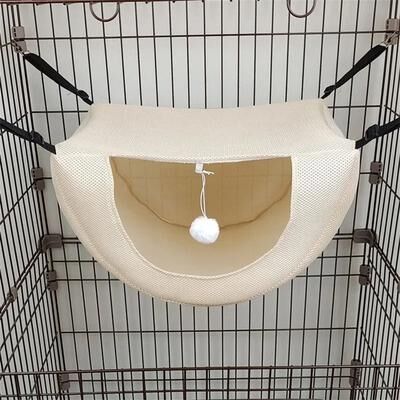 Uplifted Finds Cat Hammock Mesh Hanging Bed For Cages Small Animal Sleeping House s beige