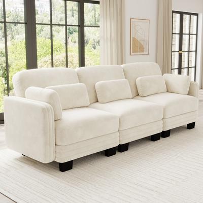 Loedds 100-Inch 3-Seat Chenille Modular Sectional Sofa with Tufted Detail