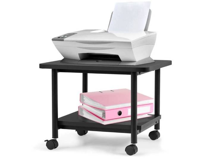 COSTWAY Support d'Imprimante à Roulette à 2 Niveaux Etagère Rangement à Multi-Fonction pour Maison Bureau Noir