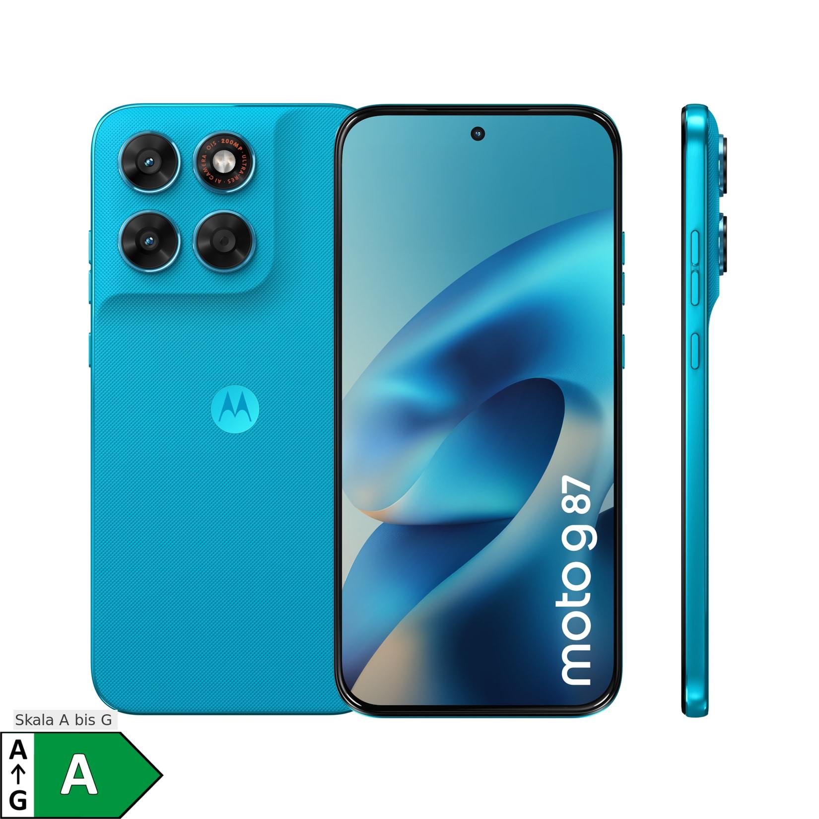 Motorola G87 12GB + 256GB PANTONE® Blue Atoll Smartphone (6,78 Zoll, 200 MP, 5.100-mAh, Octa-Core, Fingerabdrucksensor, Gesichtserkennung, blau)