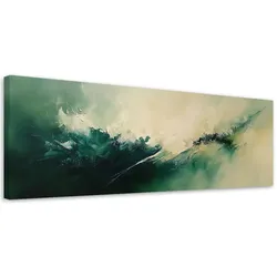 LEINWANDBILD Grün beige industrielle Abstraktion 90x30cm