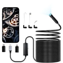 VEVOR Endoskopkamera mit 15 m langem Kabel, 1920P HD-Inspektionskamera für Android & iOS, industrielle Kanal-Kamera mit Licht – 8 LEDs, 2-facher Zoom, IP67-Schlangenkamera für Auto, Sanitär