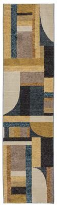 Style Haven Stephan Art Deco Inspired Geometric Blue/ Gold Area Rug
