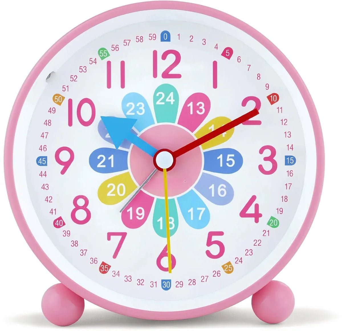 Analoge kinderwekker met nachtlampje en snooze-functie, roze