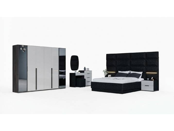 Xlmoebel Komplettschlafzimmer Luxuriöse Holz Möbel: Bett, Nachttisch, Kleiderschrank, Kommode, (Komplettschlafzimmer, 5-tlg., Komplettschlafzimmer), Made in Europa