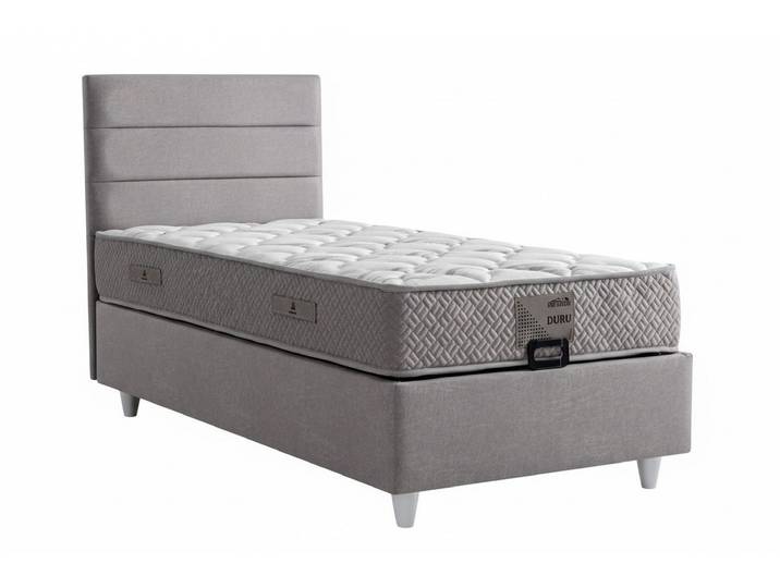 JVmoebel Boxspringbett Einzelbett mit Matratze Moderner Stil Stoffbezug Bett mit Stauraum